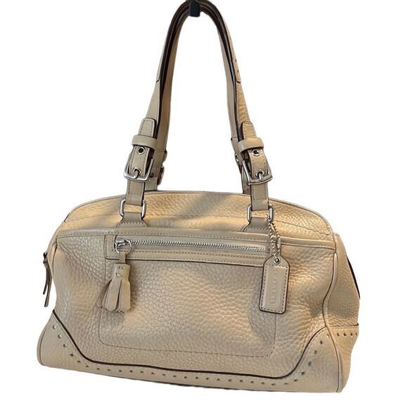 Coach Tan Pebbled Leather Top Zip Satchel Shoulder‎ Bag 5031 - Picture 2 of 16